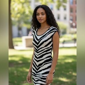 Express Black and White Striped Mini Dress